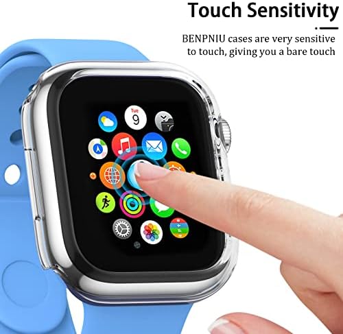 [5 חבילות] Benpniu תואם לסדרת Apple Watch 7 מגן מסך 41 ממ, כיסוי מלא כיסוי פגוש דקיק במיוחד